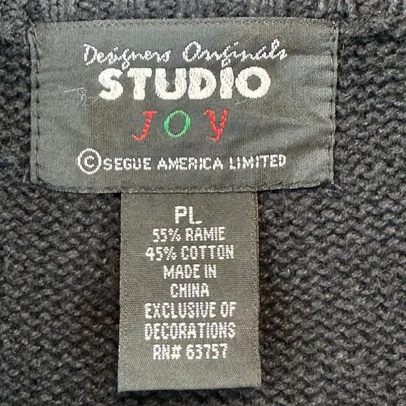 VTG Designers Originals Black Embroidered Christmas Sweater Vest Size Large - Picture 8 of 12